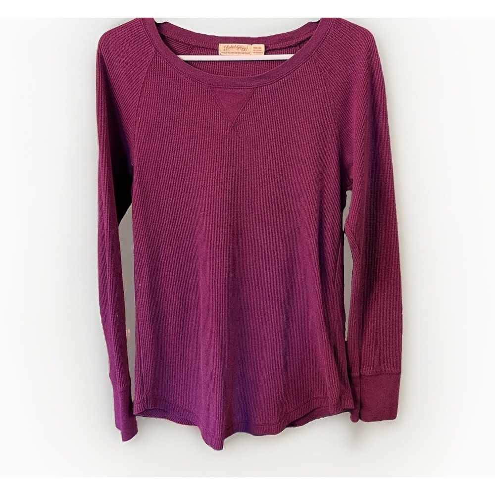 Y2K Faded Glory Cozy Cabincore Thermal Long Sleeve Layering Shirt Wine Women Med